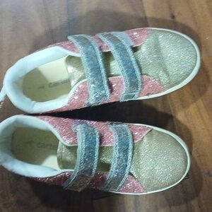 Carters pink silver sparkling  girls velcro shoes